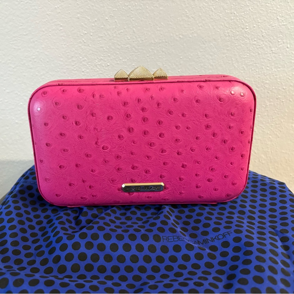 Rebecca Minkoff Textured Clutch & Dust Bag
